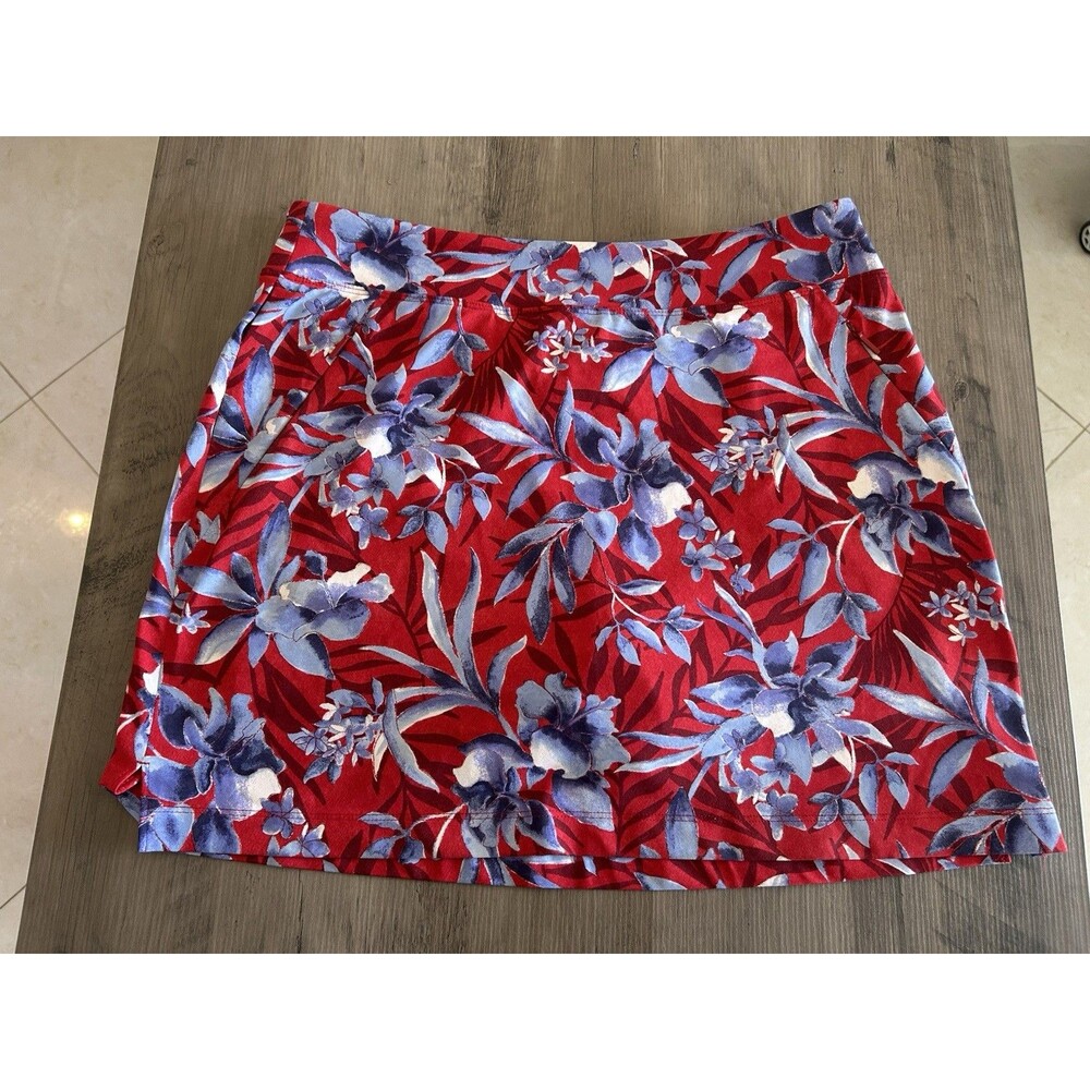 Tommy Bahama Island Zone Red FLoral Golf Skort UPF 50 Pockets Sz XS